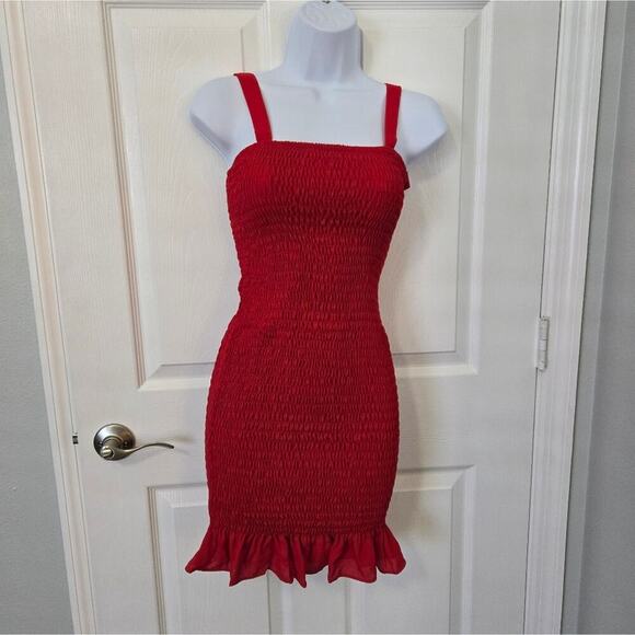 Krisa Smocked Tank Mini Dress NWT Red XS Party Festival going out Wedding guest - Picture 11 of 13